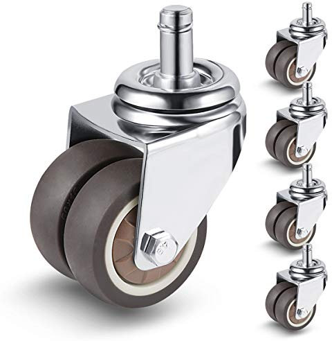 W B D WEIBIDA Dual Bürostuhl Rollen Gummi 11mm*22mm, Super Leise und Weiche Rollen für Bürostühle, Hartböden, Parkett, Teppich und Fliesen, Gummirollen Bürostuhl Maximale Tragfähigkeit 340KG, 5er Set