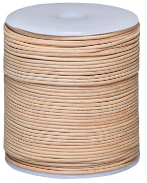 Cords Essentials Round Genuine Leather String Cord, Rope for Jewelry Making, Necklaces, Bracelets, Kumihimo Braiding, Wraps, Crafts and Hobby Projects (Natural, 1.5 MM)