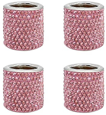SundayZaZa 4 Stück Auto-Kopfstützen-Halsbänder Ringe Persönlichkeit Bling Strass Autositz Kopfstütze Auto Innendekoration Zubehör Rosa