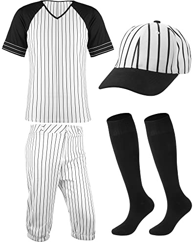 Vintage Baseball Kostüm für Karneval Party Halloween Herren Baseball Uniform Herren Klassische Höschen mit Nadelstreifen