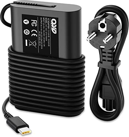 QYD 65W USB-C Laptop Netzteil Ladegerät für Dell Latitude 7390 7370 7275 7280 7290 7480 7490 5520 5480 5490 5280 5175, XPS 13 9350 9360 9365 9370 USB-C Laptop Ladekabel Power Cord