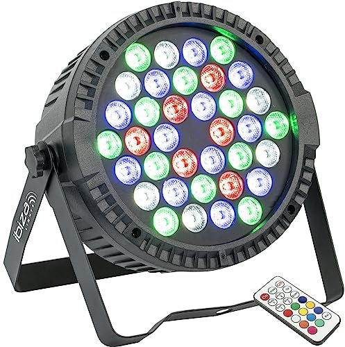 IBIZA THINPAR36X1-RGBW LED PAR Scheinwerfer Disco DJ Party Club Effekt Floorspot Effektlicht Fernbedienung DMX Stroboskop