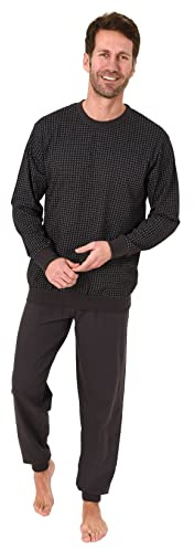 NORMANN-Wäschefabrik Herren Pyjama Schlafanzug mit Bündchen in eleganter Minimal-Optik - 12210110753, Farbe:blau, Größe:50