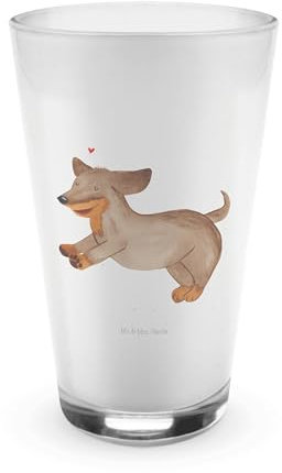 Mr. & Mrs. Panda Glas Hund Dackel - Geschenk, happy dog, Haustier, Hunderasse, Hunde, Herz, Sprüche, Hundebesitzer, Cappuccino Tasse, Dachshund,