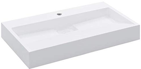 Tidyard Waschtisch Waschbecken Mineralgussbecken Handwaschbecken Aufsatzwaschbecken für Badezimmer Waschzimmer - 80 x 46 x 11 cm Mineralguss/Marmorguss Weiss