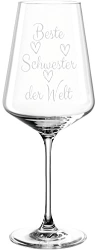 Leonardo Puccini Weinglas 560ml mit Gravur Beste Schwester der Welt - Rot- & Weißwein – lustige Geschenkidee für Schwester, Geschenk Muttertag, Geburtstagsgeschenk für Schwester (Beste Schwester)