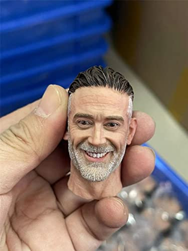 1/6 Maßstab Männlich Kopf Skulptur,Europäischer Mann Jeffrey Dean Morgan Langer Hals Kopf Geschnitzt für 12'' Soldat Action Figur Körper Puppe (A)