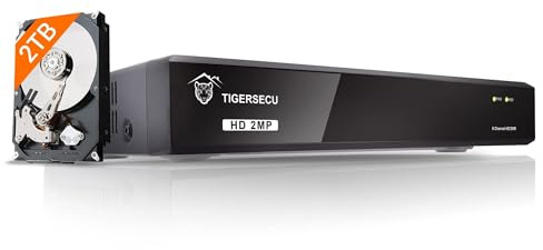 TIGERSECU Super HD 1080P 8 Channel DVR Security Recorder with 2TB Hard Drive, Hybrid 6-in-1 CCTV DVR Recorder Compatible with 2MP and 5MP TVI, AHD, CVI, CVBS, RS485 PTZ and IP Security Cameras
