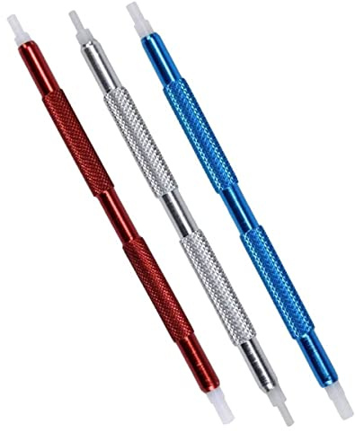 KD89 Uhrmacherwerkzeug zum Aufstellen der Zeiger aus Aluminium, ohne Kratzer auf den Zifferblättern, Sortiment von 3 Teilen mit Endkappen aus Delrin., blau