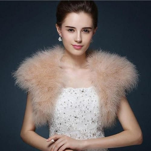 Türkei-Federn-Shrugh-Weste-Stola-Brautzubehör-Brautkleid-Abendumhang-Pale Pinkish Grey, Fehlschlag 85cm to100cm