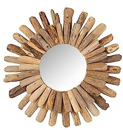 J-Line Spiegel, rund, Holz, schwimmend, Natur, Medium