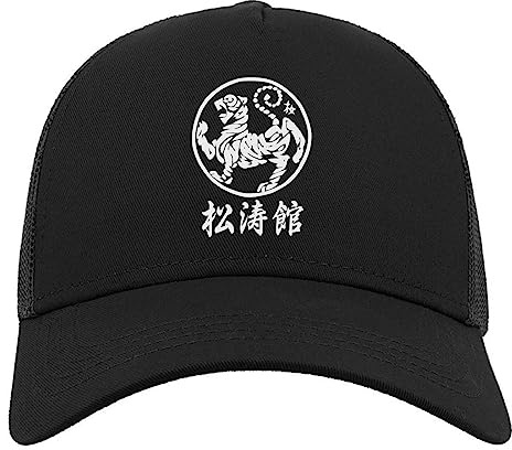 Shotokan Karate Kanji Japanese Calligraphy Halbmaschige Trucker-Cap-Baseballmütze aus Baumwolle Schwarz