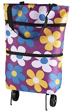 Abaodam Faltbarer Einkaufstrolley Mit Rädern Outdoor Einkaufstasche Trolley-tasche Tragbar Für Haushalt Schule Büro Strand Geschäftreise