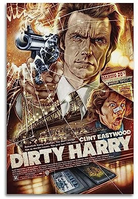 VZRSQZK Filmposter Dirty Harry Poster, dekoratives Gemälde, Leinwand-Wandposter und Kunstdruck, modernes Familienschlafzimmer-Dekor-Poster, 20 x 30 cm