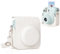 MUZIRI KINOKOO Mini 12 Camera Case Compatible for Fuji Instax Mini 12 Instant Camera - PU Leather Embossed Pattern Mini 12 Carrying Protective Case - with Removable Adjustable Strap - White