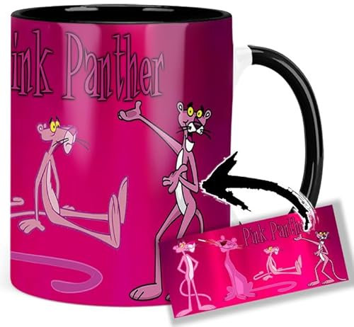 MasTazas The Pink Taza Panther Taza Ceramica Interior y Asa Negra