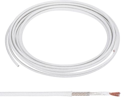 PATIKIL Fil Haute Température en Fibre de Verre Mica de 13 AWG de 19,7 Pieds, -60-500 Degrés Celsius, Isolé, Résistant à Chaleur, Câble Électronique Flexible pour Lampe, Chaudière, Blanc