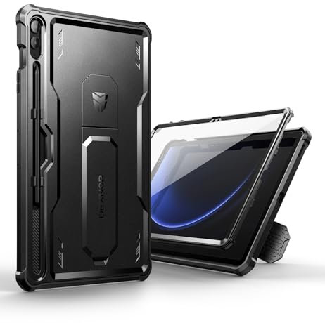 Dexnor per Samsung Galaxy Tab S9 FE Plus Cover [Protezione dello schermo integrata e supporto], Custodia protettiva antiurto durevole di grado militare case per Samsung Galaxy Tab S9 FE Plus - Nero