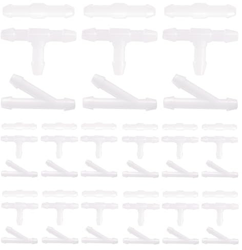 Lyeteung 45 Stücke Scheibenwischer Schlauchverbinder, Universal Scheibenwaschanlage Verbinder, Wischwasserschlauch Reparaturset, T-Typ, Y-Typ, I-Typ, Weiß