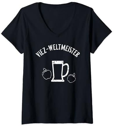 Damen Viezweltmeister - Viezporz Viez Porz Apfelwein Krug Geschenk T-Shirt mit V-Ausschnitt