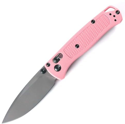 Lius Group Petit couteau de poche pliant en acier G10 - Couteau tranchant à une main - Couteau d'extérieur portable - Antidérapant - Couteau de chasse - Couteau de survie - Noir et rose