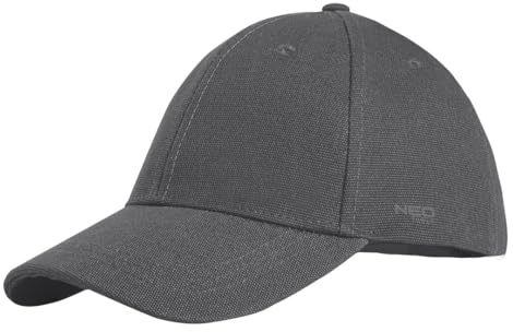 NEO TOOLS Baseballkappe Herren und Damen 100% Baumwolle - Grau - Verstellbar Kappe - Einfarbig Sonnenmütze - Baseball Cap