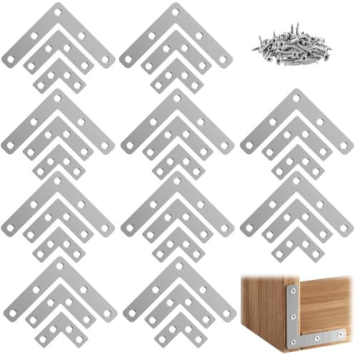 30 Stück Flachwinkel Winkelverbinder L-Form Eckwinkel 90 Grad Flache Winkelverbinder Edelstahl Flachverbinder Winkel Klammern mit Schrauben für Schrank Tisch Stuhl (40/50/80mm)