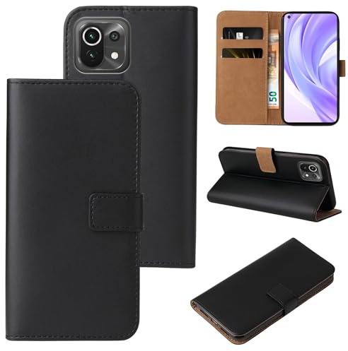 LBH Handyhülle für Xiaomi Mi 11 mit Karten- und Geldfach Smartphone Hülle mit Standfunktion Flip Case Wallet Schutzhülle Magnetverschluss Schwarz
