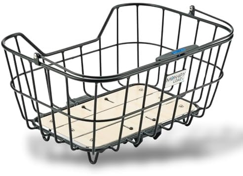 Northwind Basket HELSINGBORG MLT Fahrradkorb (MonkeyLoad-Adapterplatte, Holzboden-Optik, Stabiles Aluminium, Sattelaussparung, Tragebügel, Montage im Querformat), Schwarz