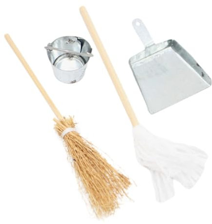 VICASKY 1 Juego Escoba de casa de muñecas Mini recogedor escobas en Miniatura Accesorios Bebe muñeco Accesorios muñecos fregasuelos fregona mopa Kit de Limpieza en Miniatura Mini Escoba