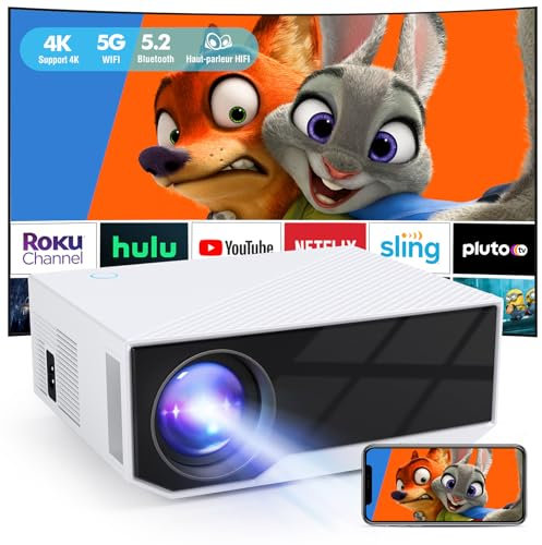 Mini vidéoprojecteur ZDK avec Support 4K,Projecteur Portable Native 1080P,Retroprojecteur Home Cinéma 20000 lumens,Compatible iOS/Android/PC/PS5/TV Stick/HDMI/USB