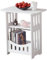 Peosaard Tavolo da comodino bianco, tavolino da piccolo, tavolo laterale in legno a 3 livelli con cesto scaffale per soggiorno, camera da letto, bagno, balcone