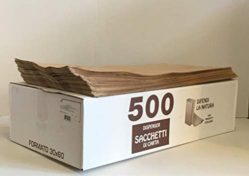 50/100/500 Sacchetti Grandi di Carta Marrone 30x60 cm Sacchetto in Carta Kraft Avana per Alimenti Pane Dolci DOLCIUMI Articoli da Forno ORTOFRUTTA (50)