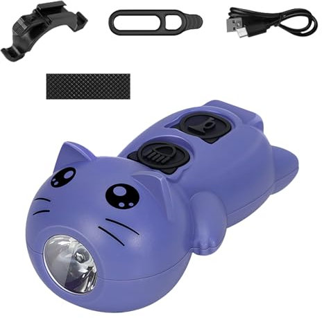Editbar Kinder Scooter Licht, LED Kinder Roller Licht - USB Wiederaufladbar Kinderwagen Licht, LED Warnlicht, Dreifachmodus, Hupe mit fünf Modi, IPX4 Wasserdicht, für Roller und Kinderwagen (Violett)