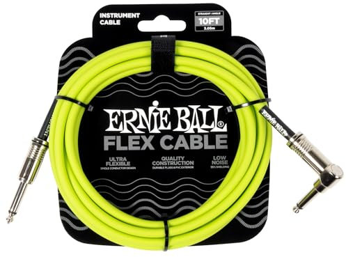 Ernie Ball Flex P06465 Instrumentenkabel, gerade/gewinkelt, 3,0 m, Grün