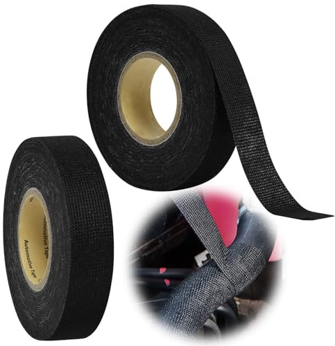 Greacesrio 2 Rollos Cinta Adhesiva De Tela Aislante, Cinta de Tela Negra, 19 mm x 15 m Cinta Aislante Cables Eléctricos, Cinta Adhesiva de Tela para Tejidos Para Organizar Cables Y Reducir El Ruido