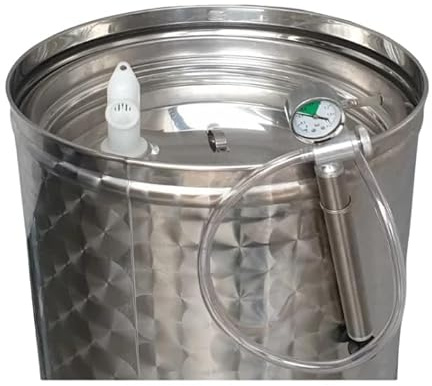 Generico Botte, Contenitore in Acciaio Inox 18/10 per Vino LT 300 con Galleggiante A Camera d'Aria, Rubinetto in Acciaio Inox -Made in Italy -Senza Coperchio PARAPOLVERE-