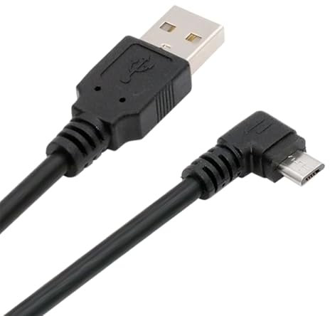 NFHK Câble de Charge de données coudé à 90 degrés Micro USB 5 Broches vers USB 2.0 Type-A pour téléphone, Tablette, Appareil Photo 20 cm