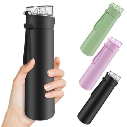 AMFUN 250ml Petite Bouteille Isotherme, Gourde Isotherme avec Couvercle Verrouillable Anti-fuite, Bouteille D'eau Acier Inoxydable à Double Paroi, sans BPA, pour Running, École, Bureau (Noir)