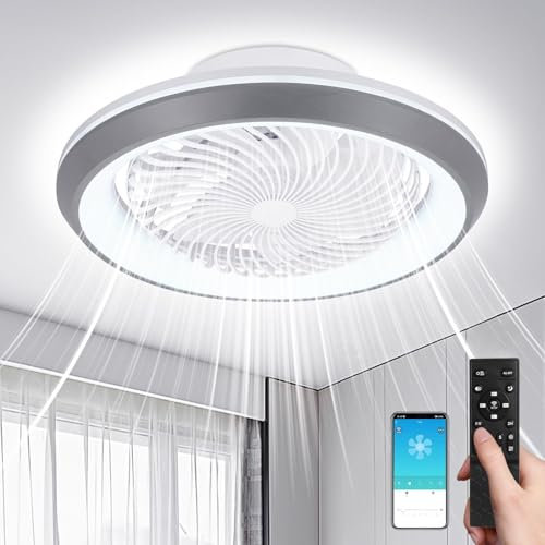 Lightasea Deckenventilator mit Beleuchtung, Deckenlampe mit Ventilator und Fernbedienung, 3 Farbtemperatur und 6 Geschwindigkeiten LED Deckenleuchte mit Ventilator Leise für Wohnzimmer, Schlafzimmer