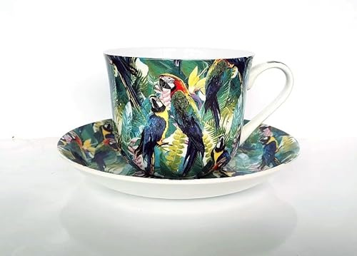 heritage Breakfast Cup and Saucer Set, Tropical Birds Collection