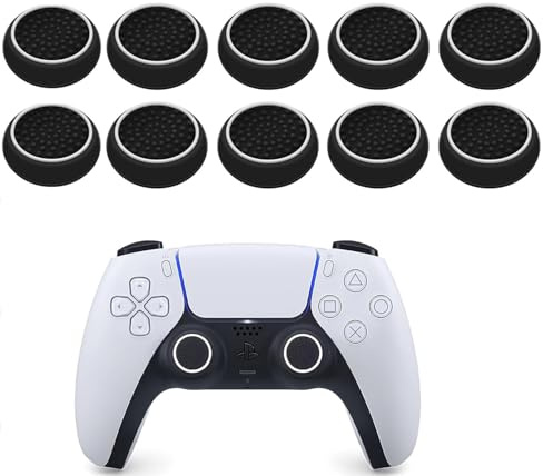 10Pcs Thumb Grips, Silicone Non-slip Controller Grips, Joystick Controller Performance Replacement Compatible with PS5 PS4 PS3 PS2 Series X S Switch Pro Controller Grip