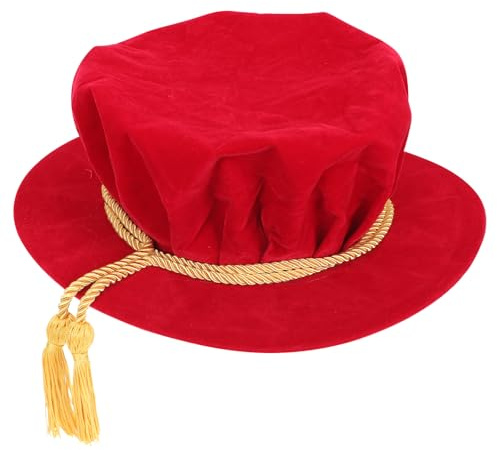 TEHAUX Doctoral Graduation Tam Hat for Adults Red Graduation Ceremony Cap University Academic Mortarboard for Doctor Degree Ceremony