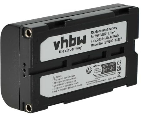 vhbw Battery Pack Camera Battery Replacement for JVC BN-V812, BN-V812U, BN-V814, BN-V814U for Videocamera (2000 mAh, 7.4 V, Li-ion)