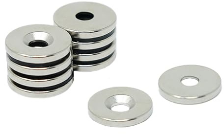 N42 Neodymium Countersunk Magnet for Arts, Crafts, Model Making, DIY, Hobbies, Office, and Home - 15mm dia x 2mm thick x 4.2mm c/sink - 1.7kg Pull - South - Pack of 20