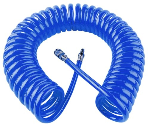 SW-Stahl 25051L Druckluft-Spiralschlauch - 10m Luftschlauch - 10mm Innen | Knickfest mit 3/8 Zoll Anschlussgewinde - 14mm Aussendurchmesser - Robuster PU Druckluftschlauch für Werkstatt und Industrie