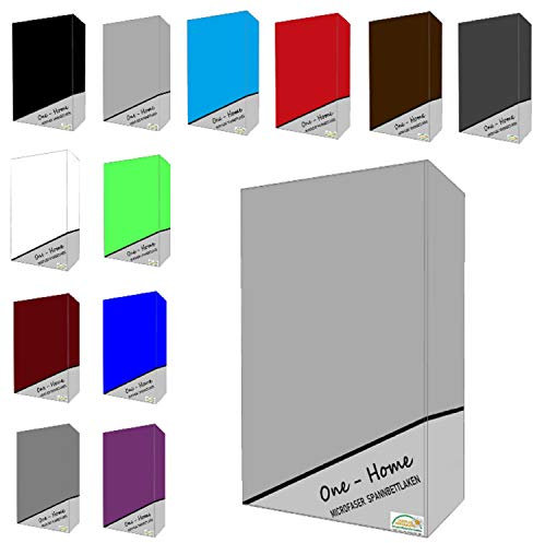one-home Microfaser Spannbettlaken Spannbetttuch Bettlaken Betttuch mit Rundumgummi, Farbe:Silber, Maße:140x200 cm - 160x200 cm
