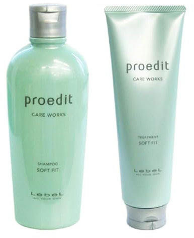 Lebel Proedit Care Works Hair Shampoo 300ml & Hair Ttreatment 250ml Set - Soft Fit (Green Tea Set)