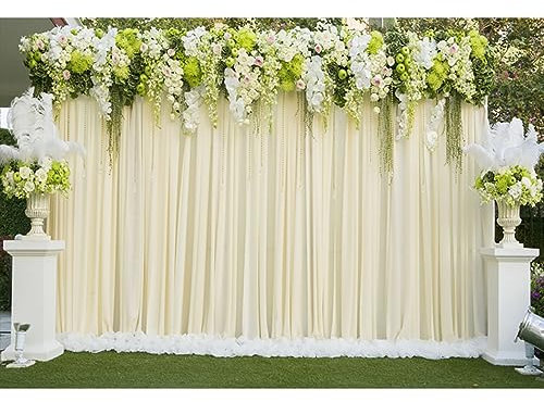 YongFoto 3x2,5m Vinyl Foto Hintergrund Hochzeitshintergrund Langer Vorhang Blumensäule Gras Rasen Fotografie Hintergrund Valentinstag Hochzeit Partydekoration Fotostudio Hintergründe Fotoshooting