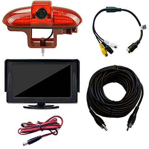 Dolphin Automotive Opel Vivaro Rückfahrkamera OEM Bremslicht für 2001-2014 mit 4,3 Zoll Armaturenbrett Monitor